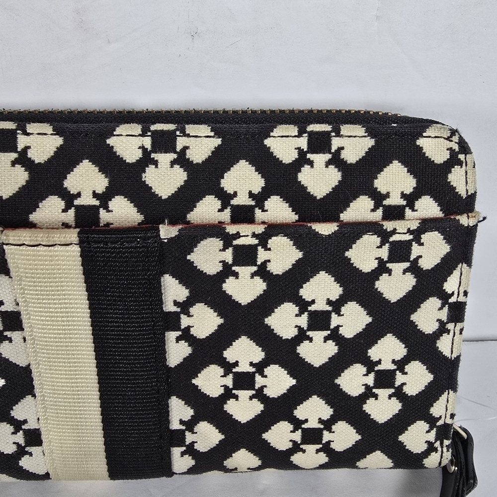 Kate Spade Black and Cream Print Zip Around Continental Wallet/Clutch CC Slots - Picture 3 of 15